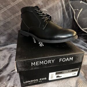 NEW London Fog Collection Tyler Chukka Men's Size 12m Black Leather Dress Shoes